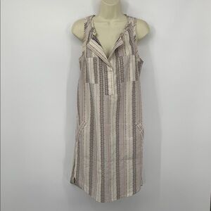 The Odells sleeveless a-line shift dress stripe pockets navy pink cream X-Small